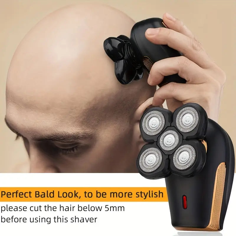 Cordless Rechargeable Electric Head Shaver with LED Display