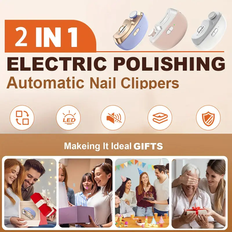 2in 1 Automatic Electric Nail Clipper with Polishing