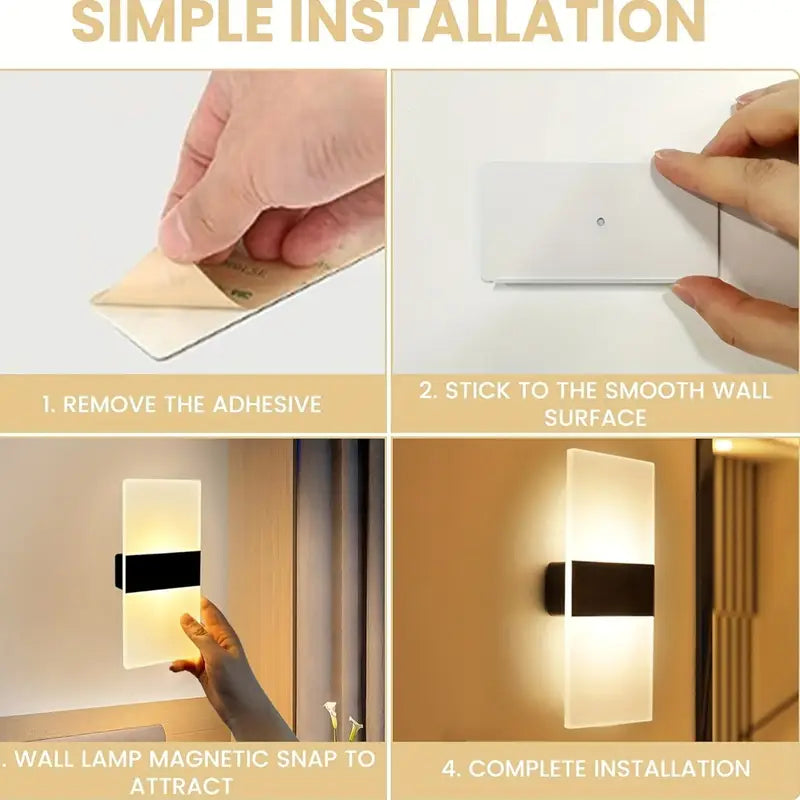 Contemporary Wall Lamps, Rechargeable Magnetic Cordless Night Lamp