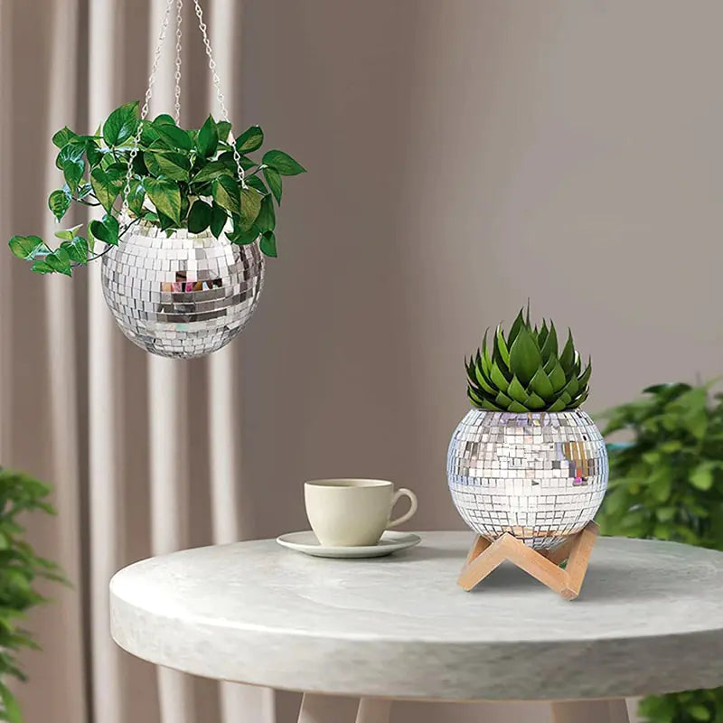 Disco Ball Flower Hanging Vase Hanging Ball-shaped Planter, Hanging Basket For Indoor Flower, Home Decor