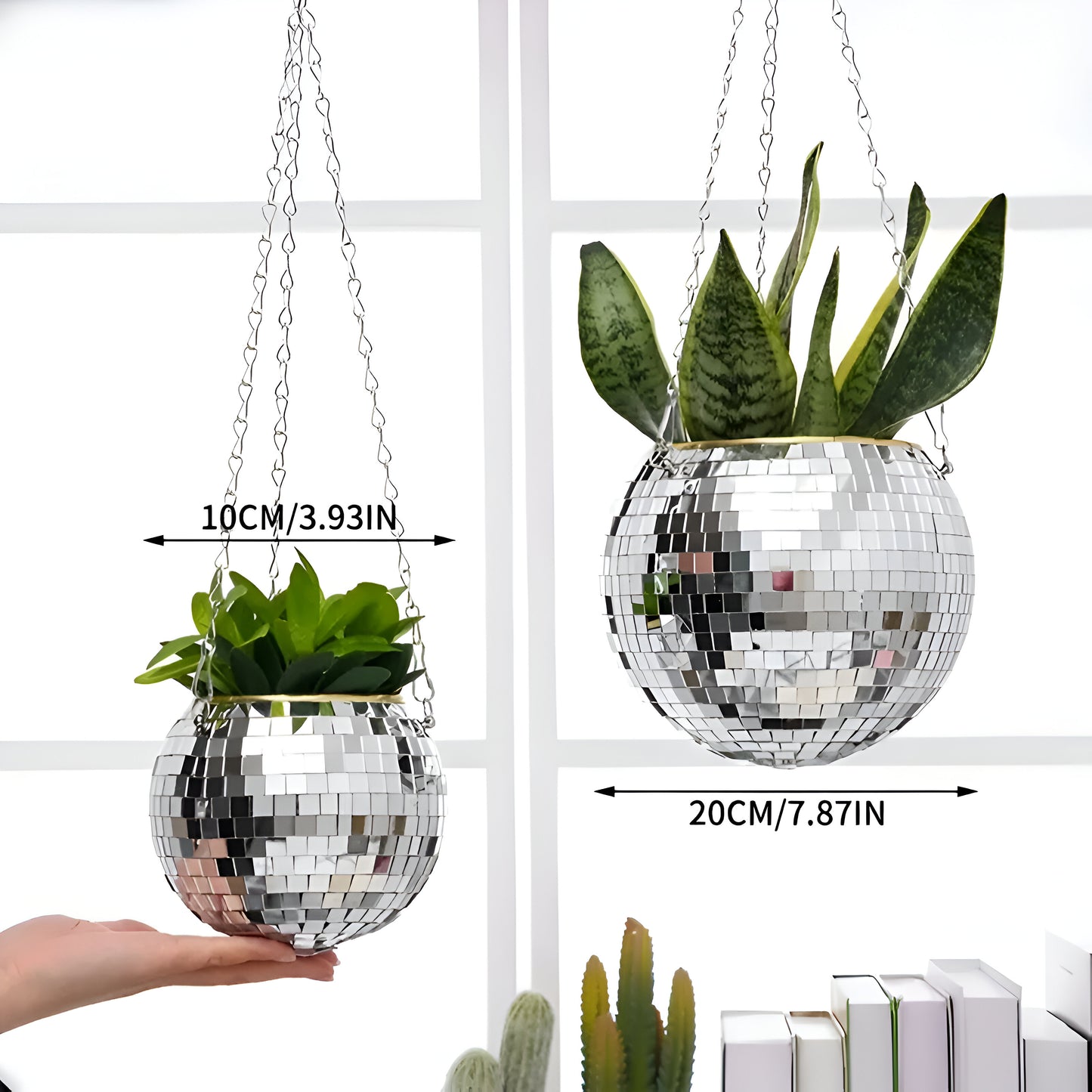 Disco Ball Flower Hanging Vase Hanging Ball-shaped Planter, Hanging Basket For Indoor Flower, Home Decor