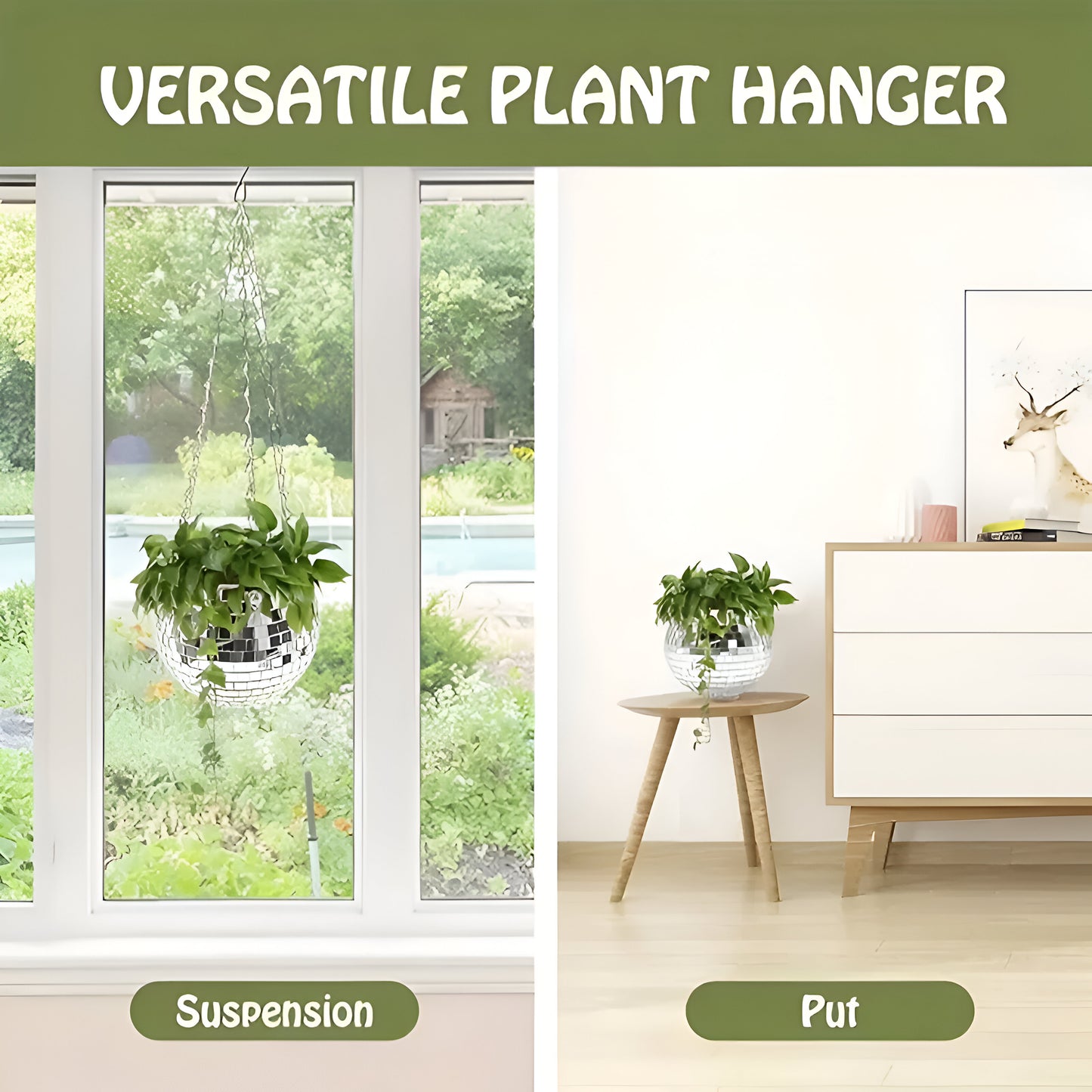 Disco Ball Flower Hanging Vase Hanging Ball-shaped Planter, Hanging Basket For Indoor Flower, Home Decor