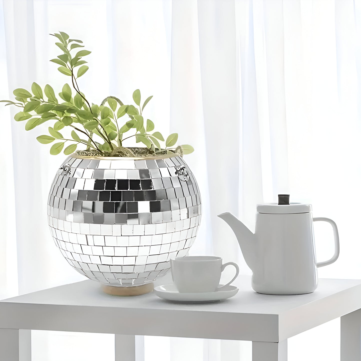 Disco Ball Flower Hanging Vase Hanging Ball-shaped Planter, Hanging Basket For Indoor Flower, Home Decor