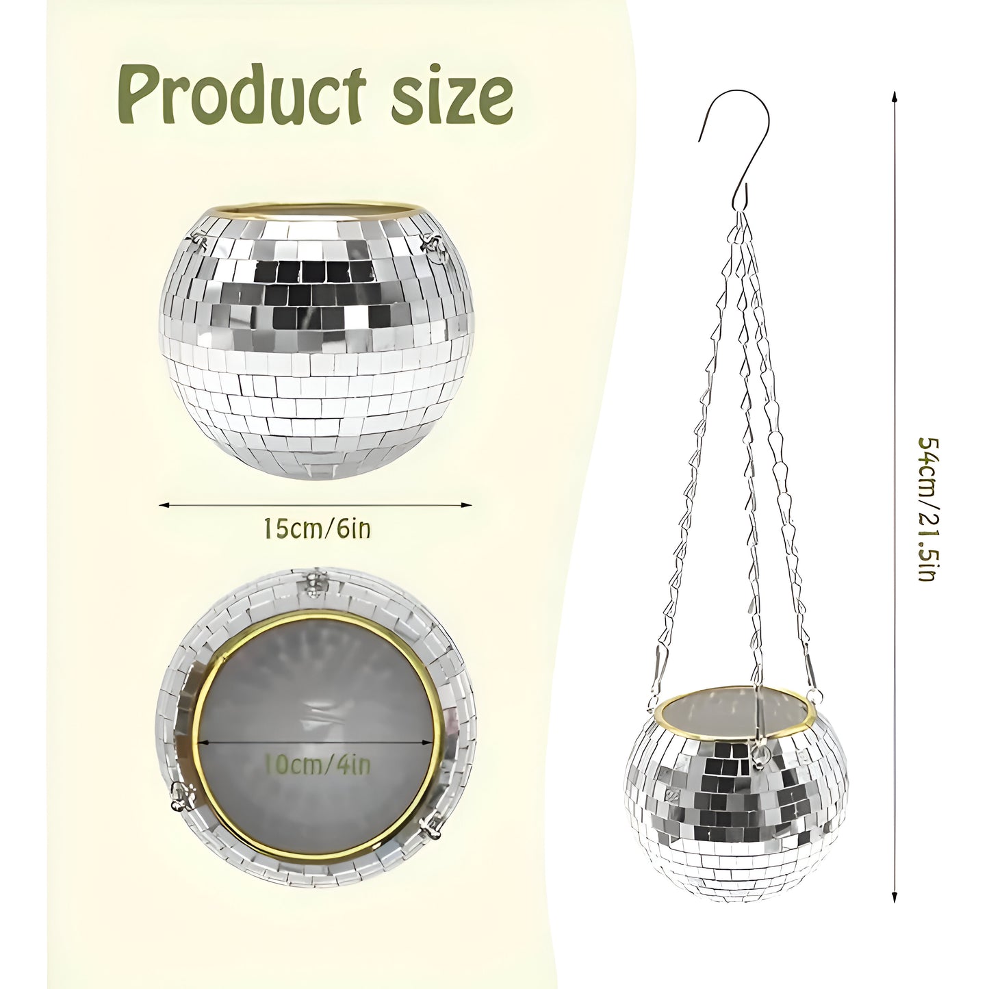 Disco Ball Flower Hanging Vase Hanging Ball-shaped Planter, Hanging Basket For Indoor Flower, Home Decor