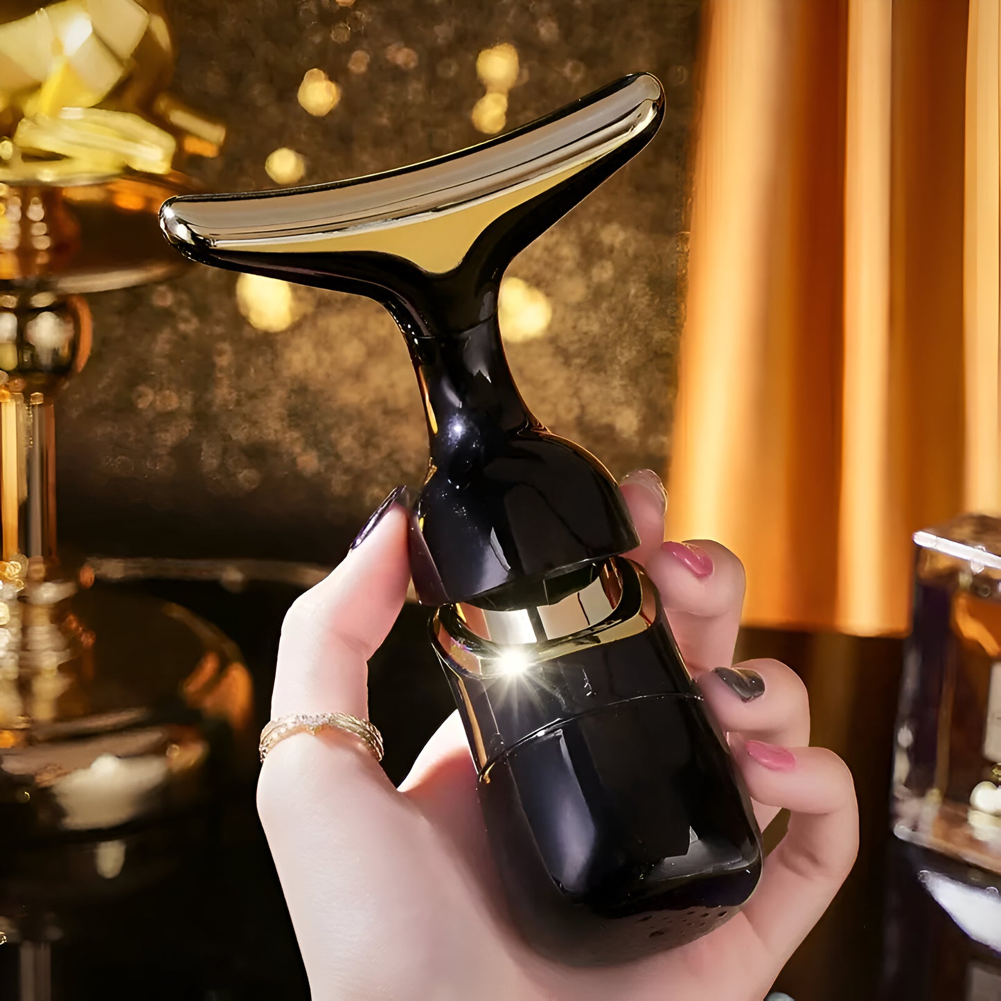 Electric Facial Beauty Massager - Black Gold