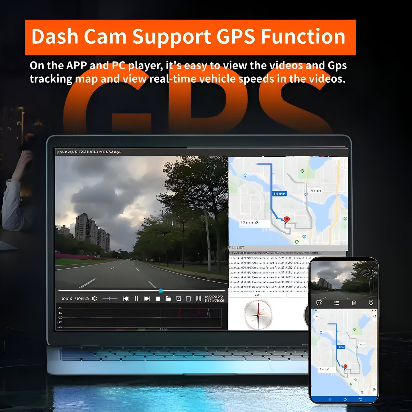 Car Monitor with Double Recording - 360-Degree, Routing-Free
