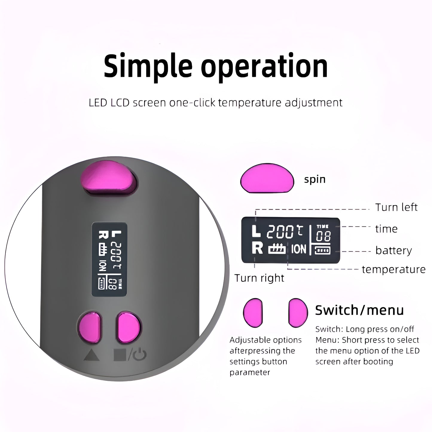 Cordless Hair Curler with Adjustable Temperature & Timer - USB Rechargeable, Portable Styling Tool for Salon-Quality Curls