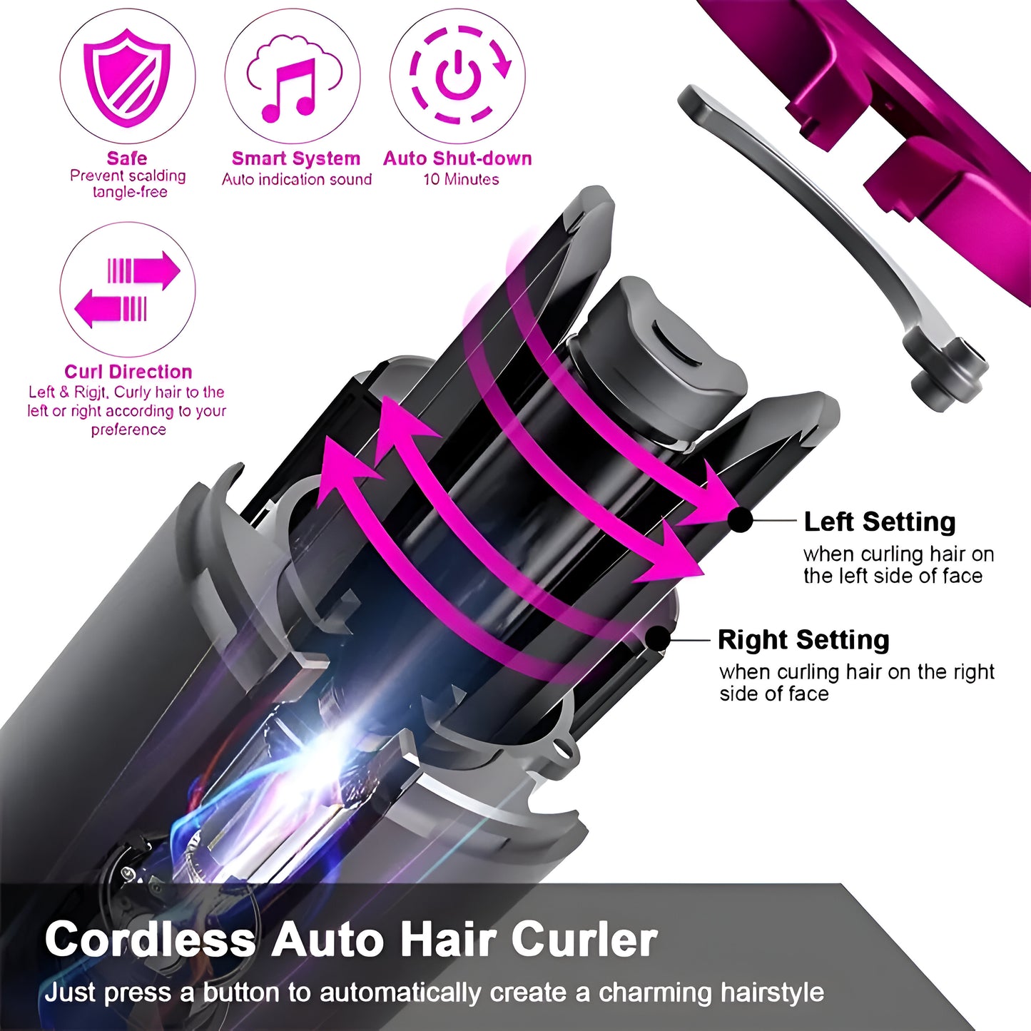 Cordless Hair Curler with Adjustable Temperature & Timer - USB Rechargeable, Portable Styling Tool for Salon-Quality Curls
