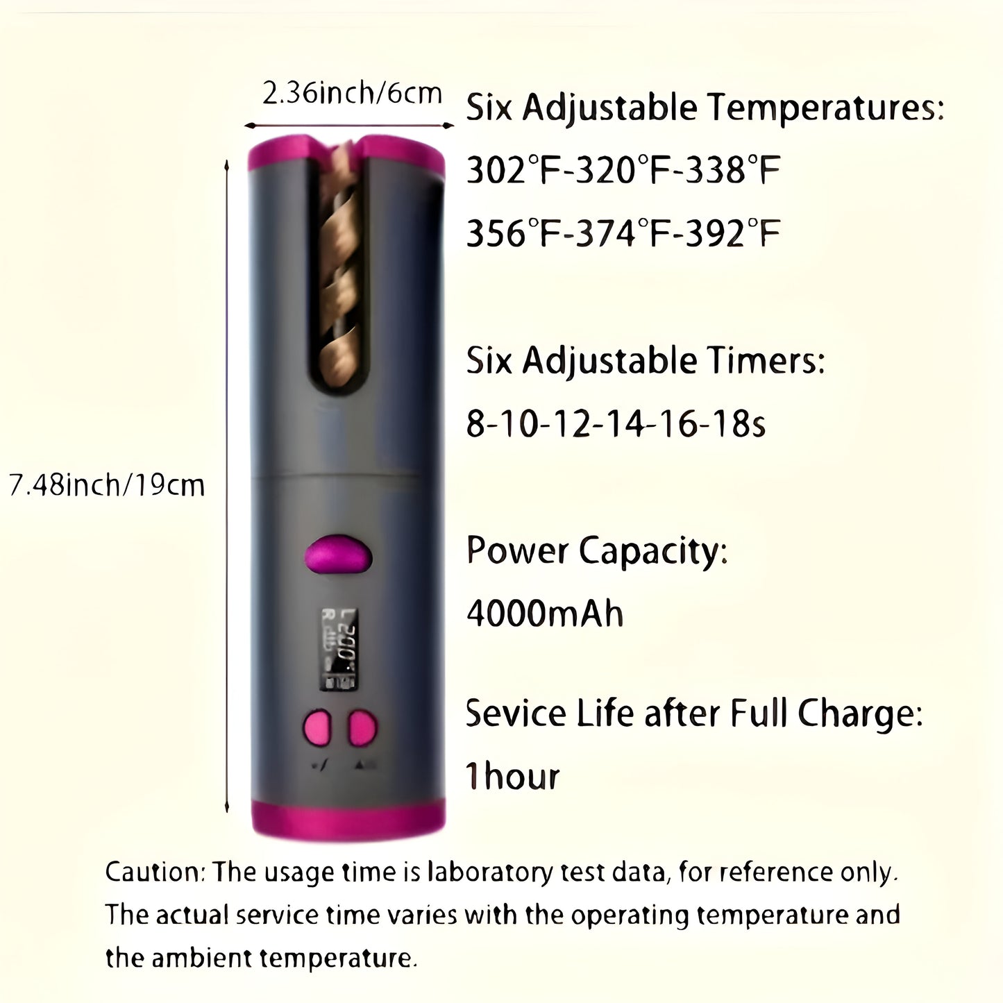 Cordless Hair Curler with Adjustable Temperature & Timer - USB Rechargeable, Portable Styling Tool for Salon-Quality Curls