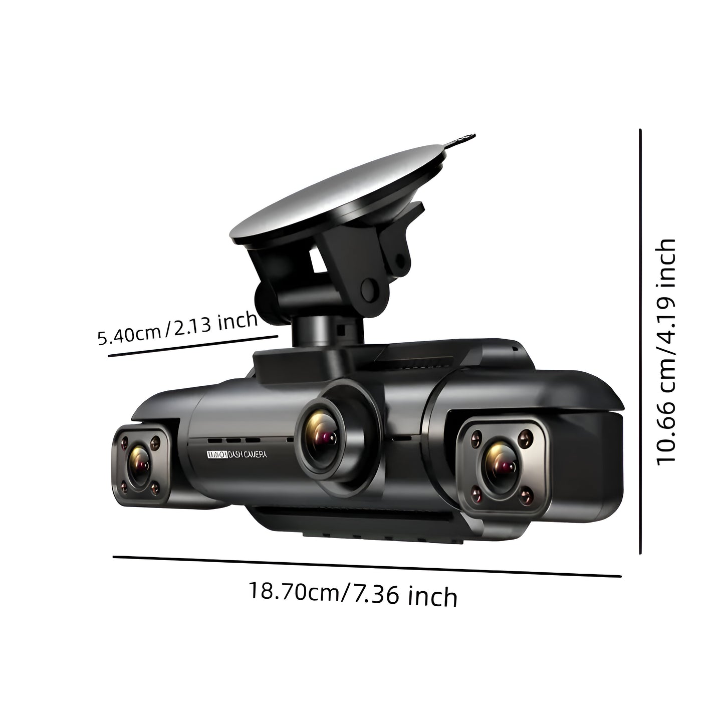 Car Monitor with Double Recording - 360-Degree, Routing-Free