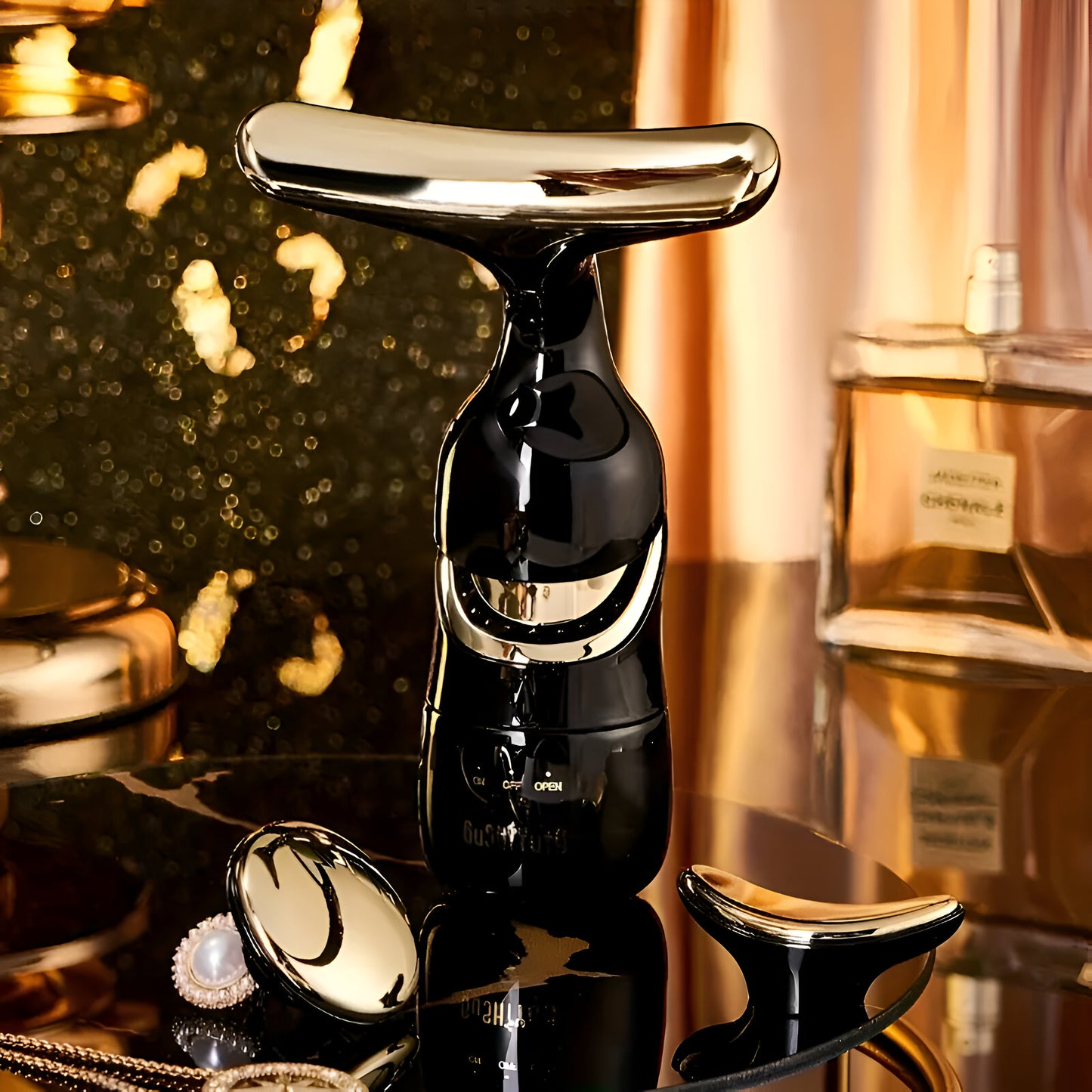 Electric Facial Beauty Massager - Black Gold