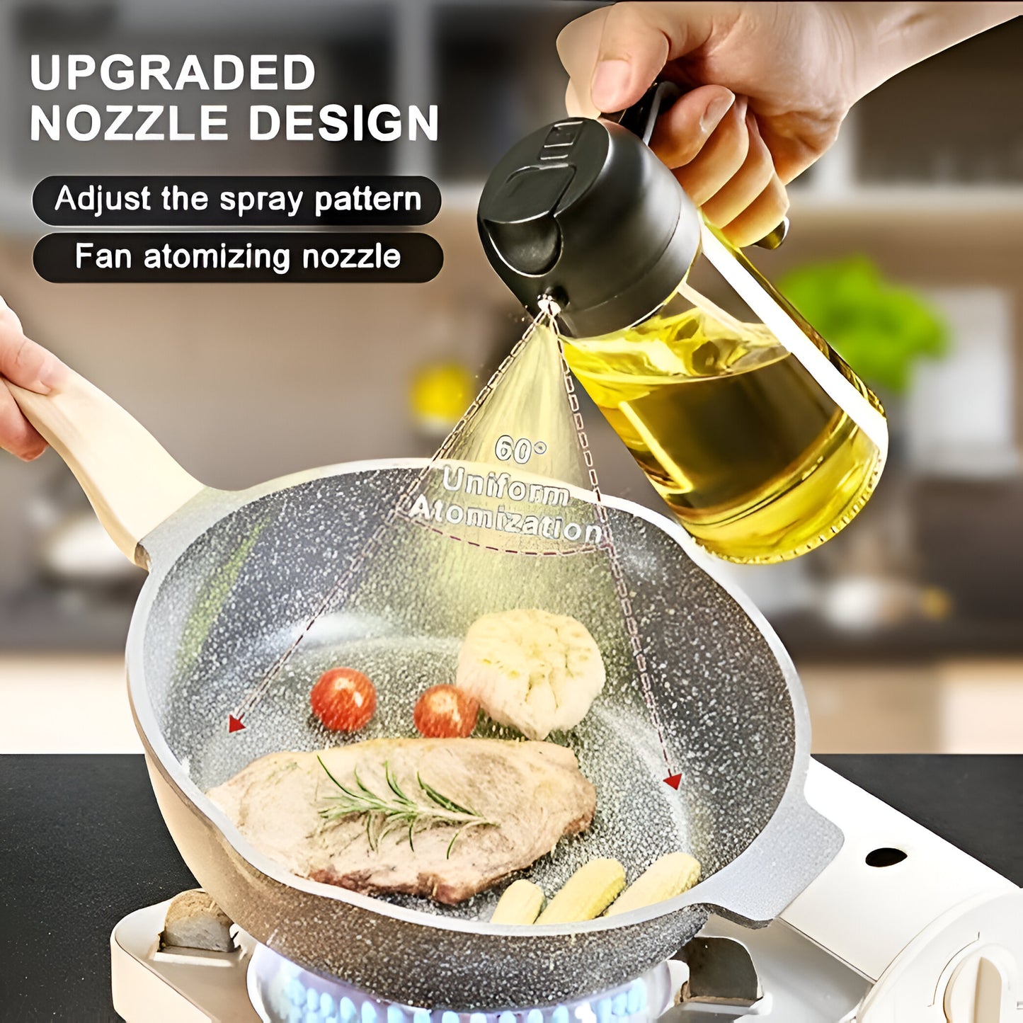 2-in-1 Plastic Spray Oil Bottle - 500ml