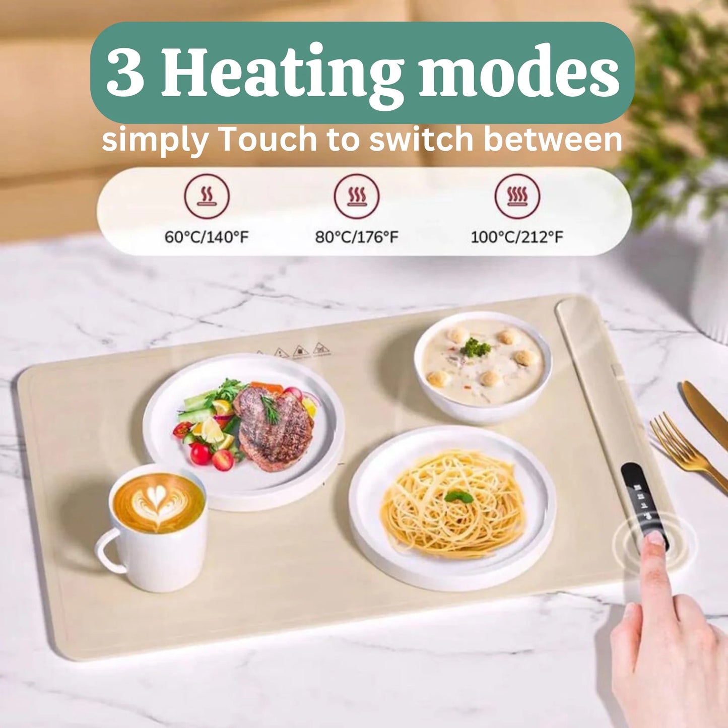 Kitchen Food Silicone Heating Pad | Full Surface Heating, Foldable & Portable Food Warmer Tray