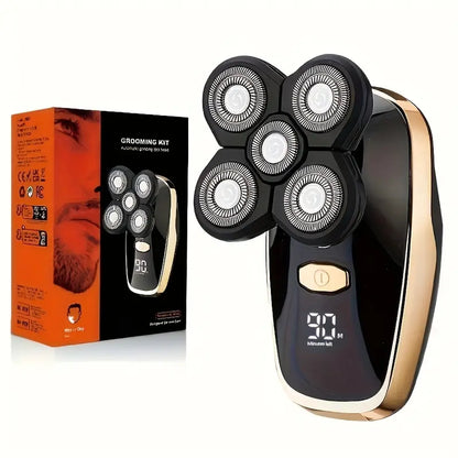 Cordless Rechargeable Electric Head Shaver with LED Display