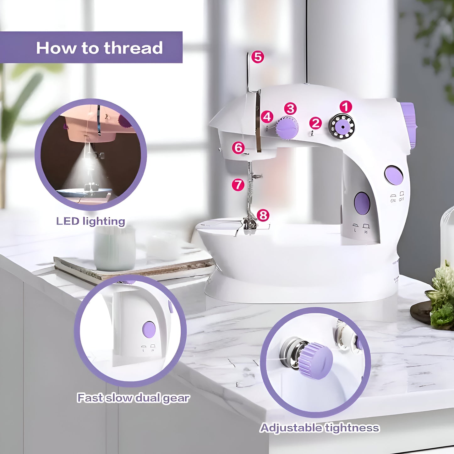 Automatic Heavy-Duty Sewing Machine - 110V US Plug, Portable