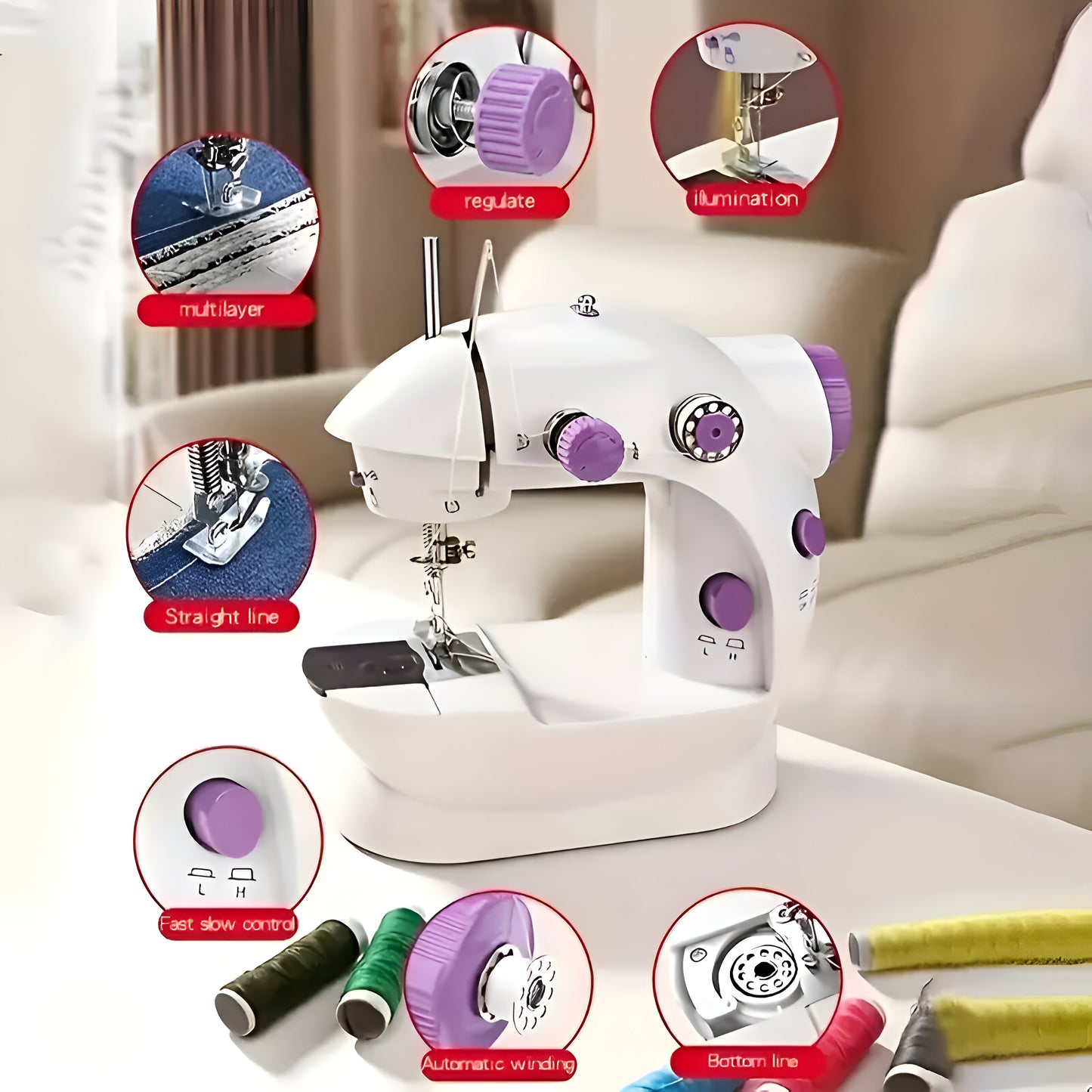 Automatic Heavy-Duty Sewing Machine - 110V US Plug, Portable