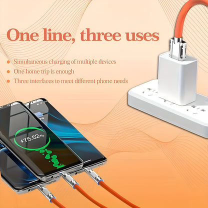 Fast Charging Cable - 120W 3-in-1 Micro USB & Type C