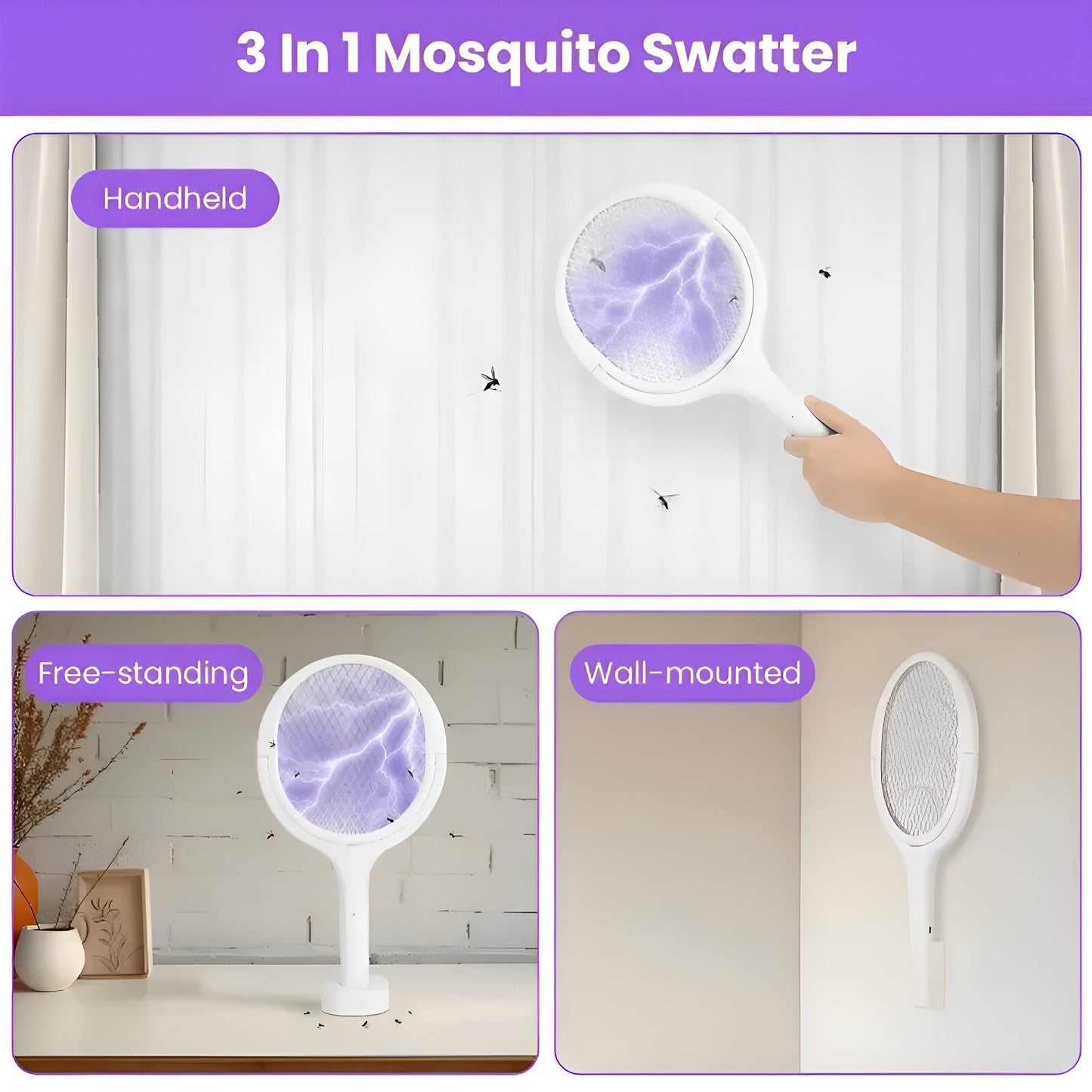 Fast Charging Mosquito Racket - 5-in-1 Electric