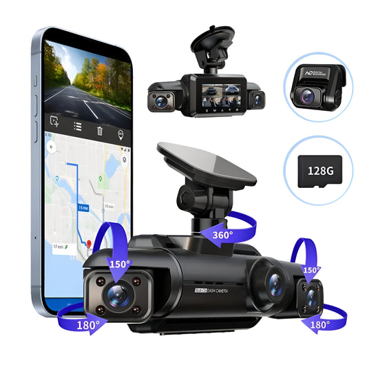 Car Monitor with Double Recording - 360-Degree, Routing-Free